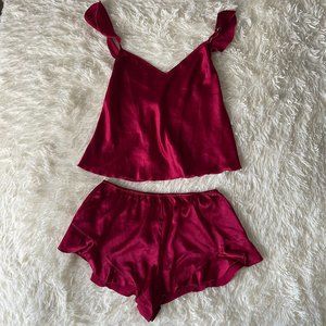 Victoria's Secret Red Satin Lingerie Set